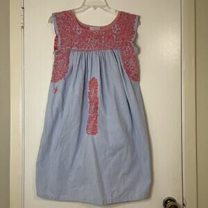 Mi Golondrina embroidered lace mexican floral mini dress size small